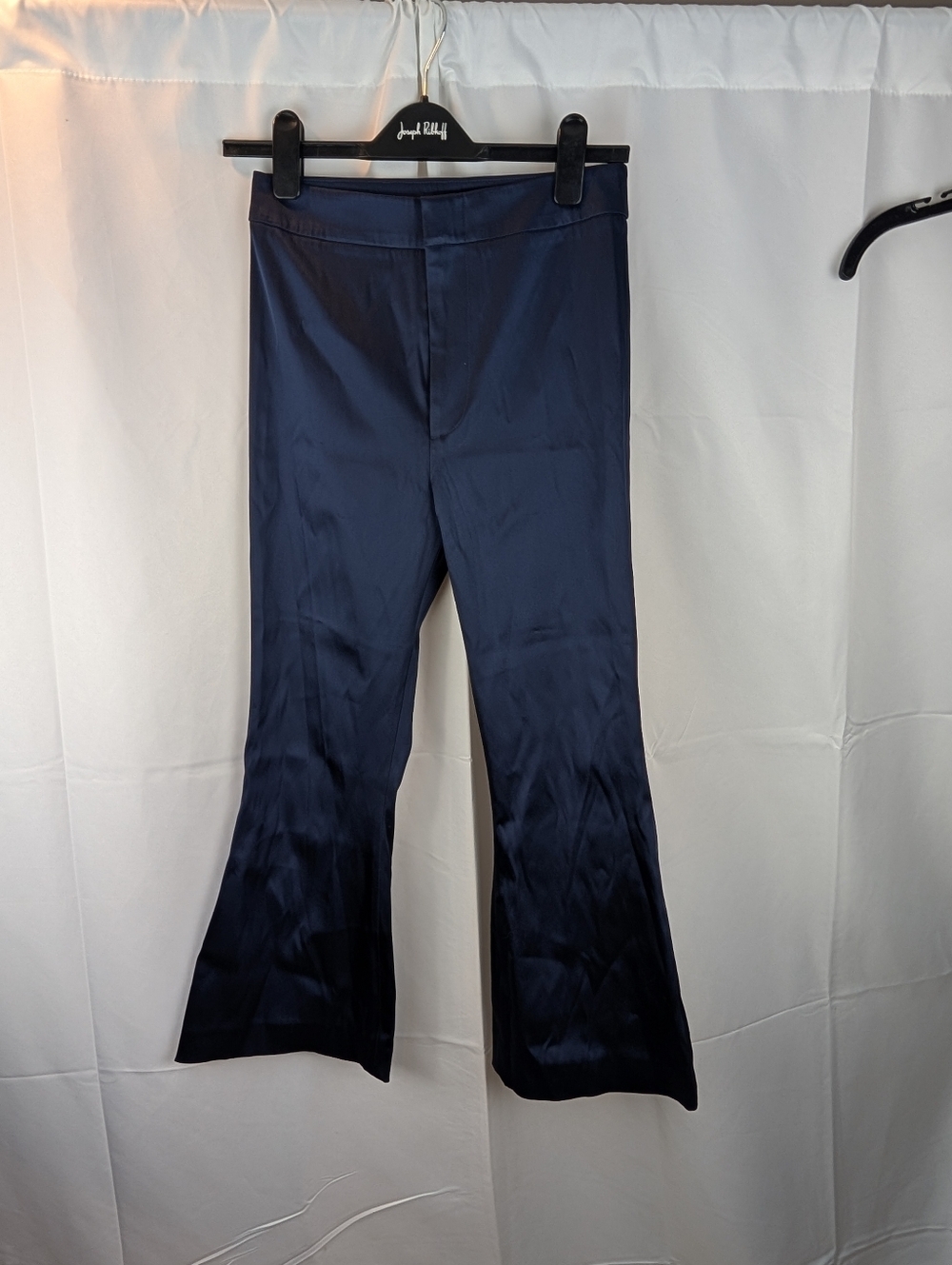 Smythe Navy Satin Flared Trousers Size S(Estimated) In EUC